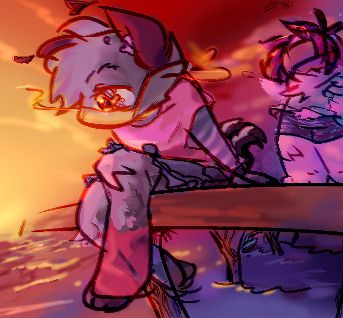 I & Mischevious enjoying the sunset on the pier, wearing face masks and swaying in da breeze.